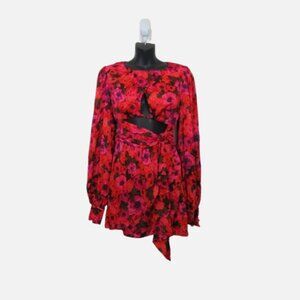 For Love & Lemons size Small Lauren Dress Floral Long Sleeve Wrap Cut Out NEW